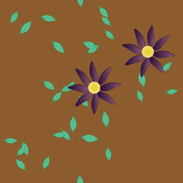 Follaje Flores Florecen Fondo Pantalla Vector Ilustración — Vector de stock