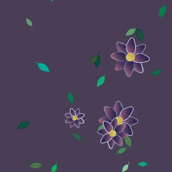 Motif Sans Couture Vectoriel Avec Des Fleurs Des Feuilles — Image vectorielle