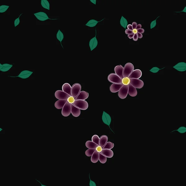 Hermosa Composición Con Flores Colores Simples Hojas Verdes Fondo Monocromo — Archivo Imágenes Vectoriales