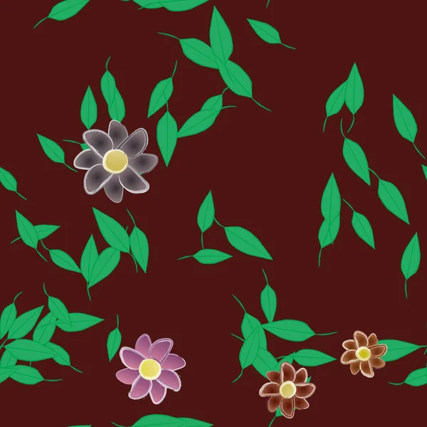 Çiçekler Çiçek Açar Duvar Kağıdı Vektör Çizimi Güzel Botanik Arka — Stok Vektör