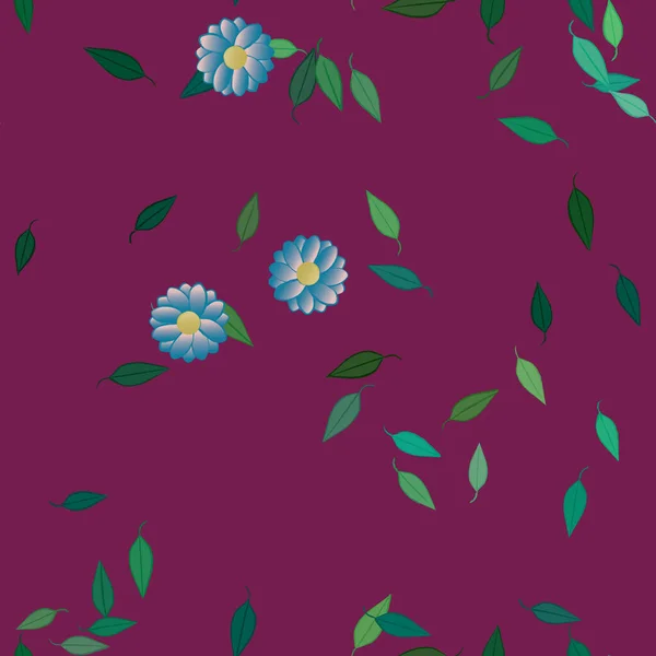 Motif Sans Couture Vectoriel Avec Des Fleurs Des Feuilles — Image vectorielle