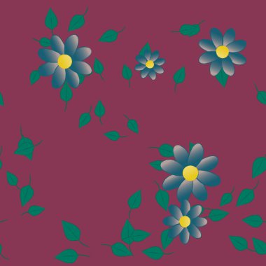 Çiçekler çiçek açar duvar kağıdı, vektör çizimi, güzel botanik arka plan