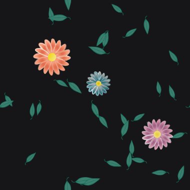 Çiçekler ve yapraklarla kusursuz bir desen.