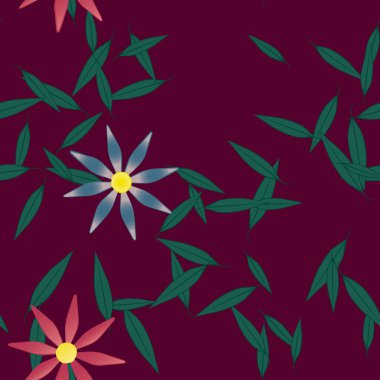 Kusursuz çiçek arkaplanı, çiçek desenli arkaplan, vektör illüstrasyonu