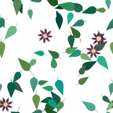 Çiçekler ve yapraklarla kusursuz bir desen.