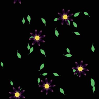 Çiçekler ve yapraklarla kusursuz bir desen.