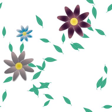 Çiçekler ve yapraklarla kusursuz bir desen.