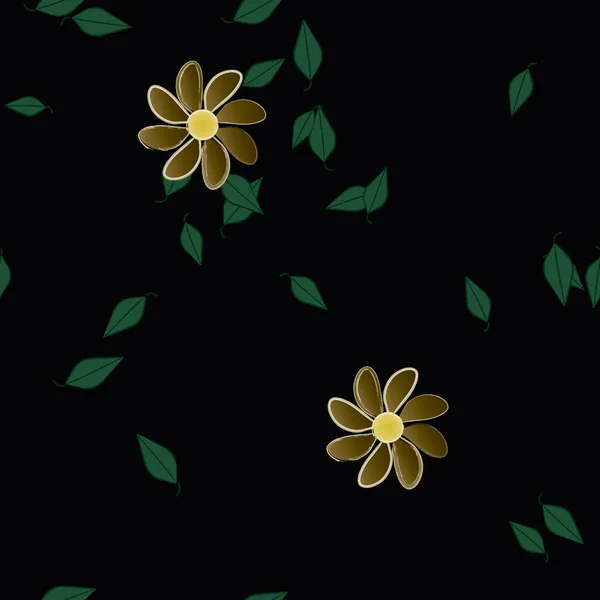 Sømløst Vektormønster Med Blomster Blader – stockvektor