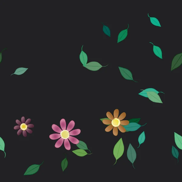 Botaniczne Tło Liści Wektor Kwiatów Ilustracja — Wektor stockowy