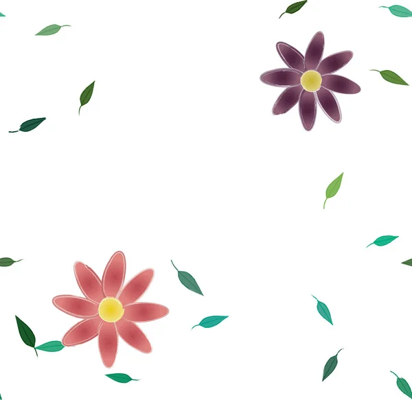 Vector Patrón Sin Costura Con Flores Hojas — Vector de stock