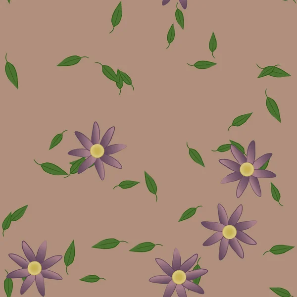 Belle Composition Avec Des Fleurs Colorées Simples Des Feuilles Vertes — Image vectorielle