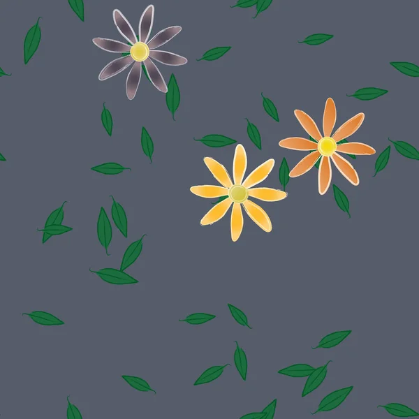 Vector Patrón Sin Costura Con Flores Hojas — Vector de stock