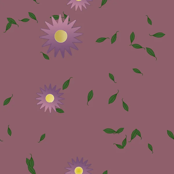 Motif Sans Couture Vectoriel Avec Des Fleurs Des Feuilles — Image vectorielle