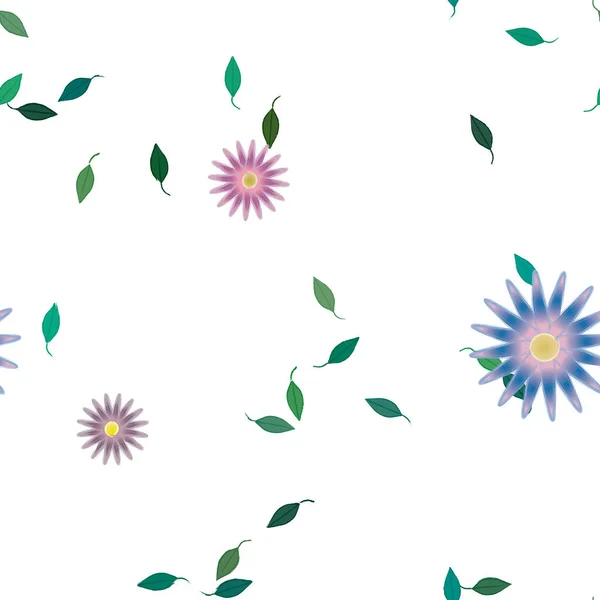 Indah Komposisi Dengan Sederhana Berwarna Bunga Dan Daun Hijau Monokrom - Stok Vektor