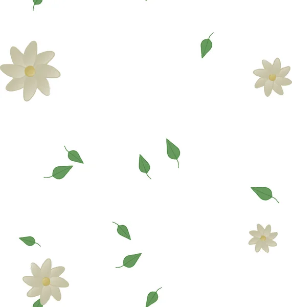 Vector Seamless Pattern Flowers Leaves — Stock Vector