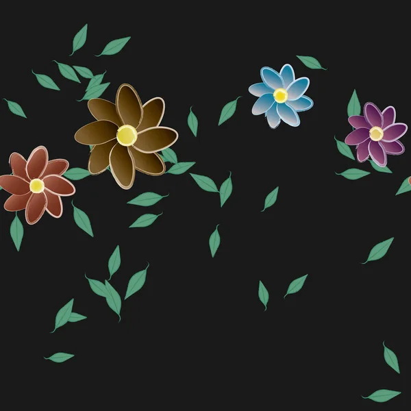 Laub Botanischer Hintergrund Blumen Vektor Illustration — Stockvektor