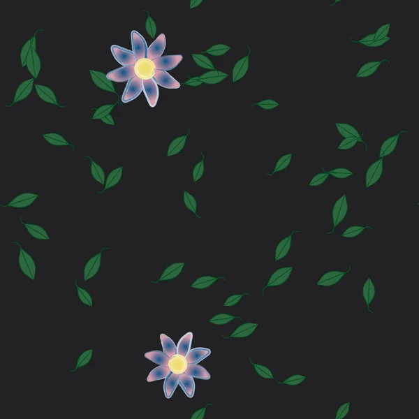 Motif Sans Couture Vectoriel Avec Des Fleurs Des Feuilles — Image vectorielle