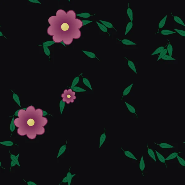 単色の花と緑の葉を背景にした美しい構図 — ストックベクタ