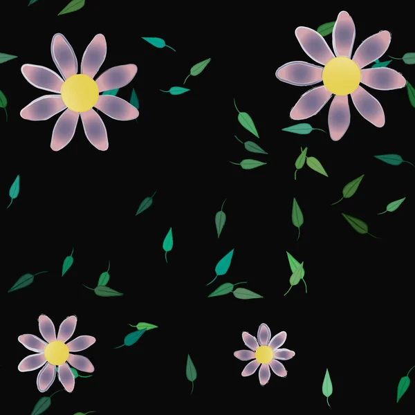 Motif Sans Couture Vectoriel Avec Des Fleurs Des Feuilles — Image vectorielle