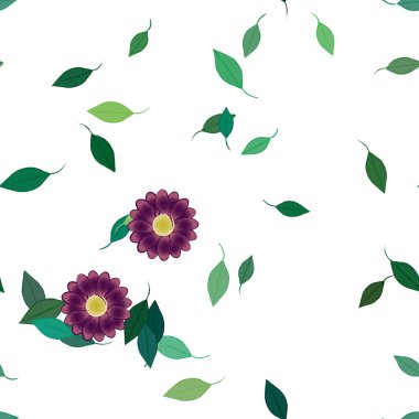 Çiçekler çiçek açar duvar kağıdı, vektör çizimi, güzel botanik arka plan