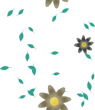 Botanik çiçek desenli arkaplan, vektör illüstrasyonu