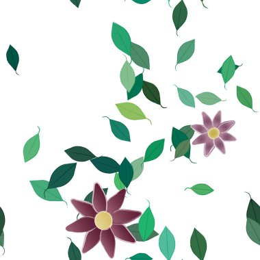 Bitki örtüsü arka planı, çiçek vektör illüstrasyonu