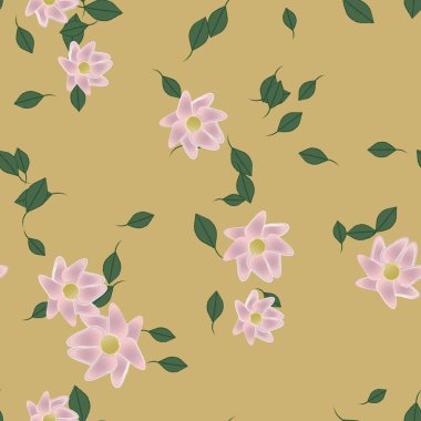 Yapraklar, çiçekler, duvar kağıtları, vektör illüstrasyonu