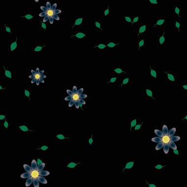 Çiçekler çiçek açar duvar kağıdı, vektör çizimi, güzel botanik arka plan