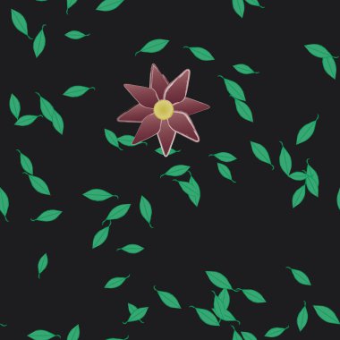 Botanik çiçek desenli arkaplan, çiçek vektörü çizimi