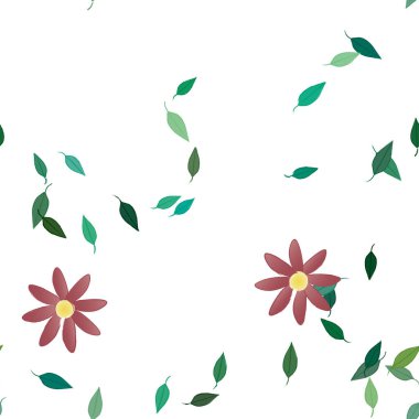 Çiçekler ve yapraklarla kusursuz bir desen.