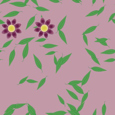 Çiçekler ve yapraklarla kusursuz bir desen.