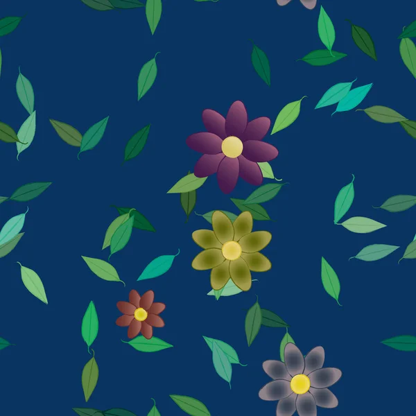 Indah Komposisi Dengan Sederhana Berwarna Bunga Dan Daun Hijau Monokrom - Stok Vektor