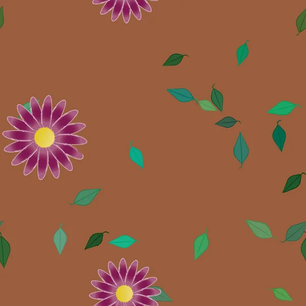 Belle Composition Avec Des Fleurs Colorées Simples Des Feuilles Vertes — Image vectorielle