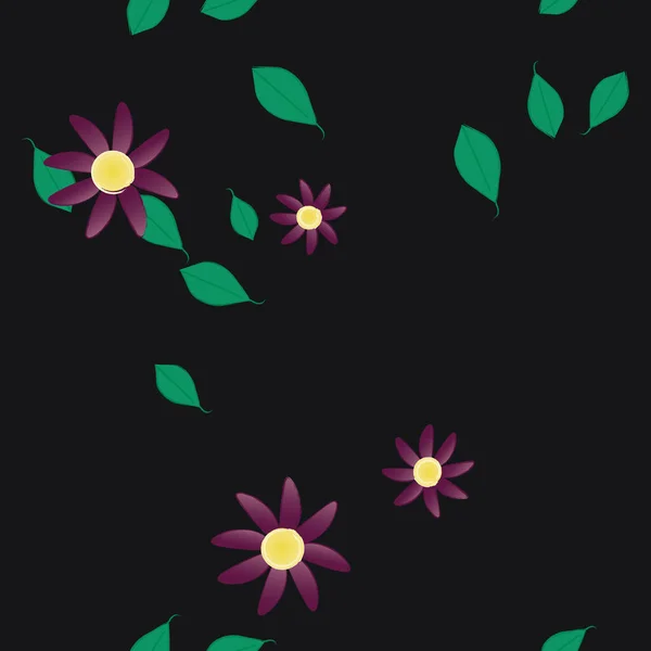 Бесшовные Цветы Цветут Обои Векторная Иллюстрация Красивый Ботанический Фон — стоковый вектор