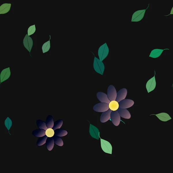 Vektor Sömlöst Mönster Med Blommor Och Blad — Stock vektor
