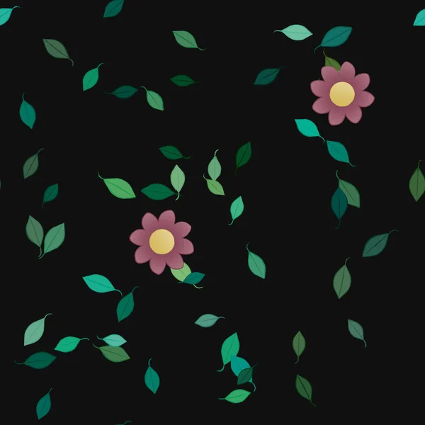 Motif Sans Couture Vectoriel Avec Des Fleurs Des Feuilles — Image vectorielle