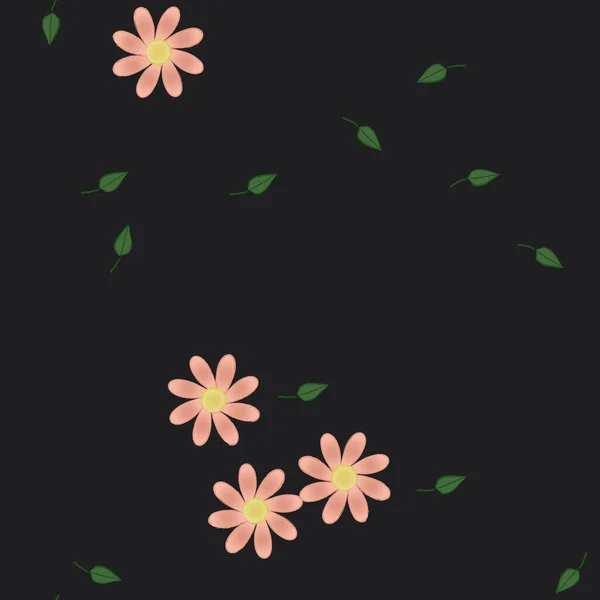 Motif Sans Couture Vectoriel Avec Des Fleurs Des Feuilles — Image vectorielle