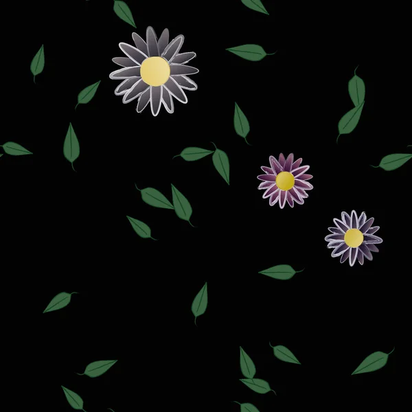 Motif Sans Couture Vectoriel Avec Des Fleurs Des Feuilles — Image vectorielle