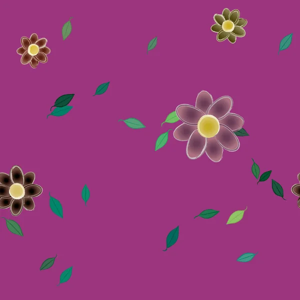 Vector Patrón Sin Costura Con Flores Hojas — Archivo Imágenes Vectoriales