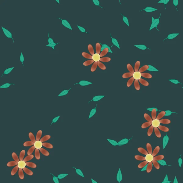 Gebladerte Bloemen Bloei Behang Vector Illustratie — Stockvector