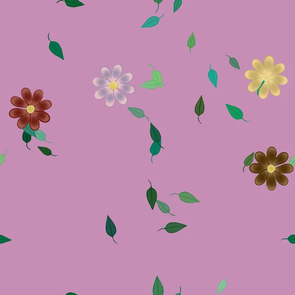 Motif Sans Couture Vectoriel Avec Des Fleurs Des Feuilles — Image vectorielle