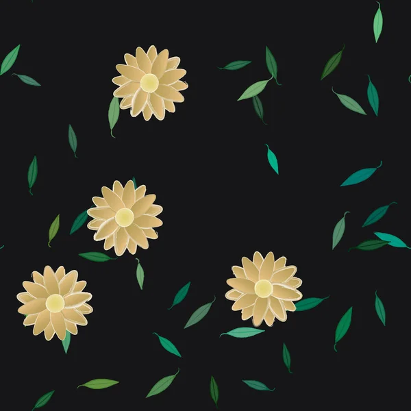 Vector Patrón Sin Costura Con Flores Hojas — Vector de stock