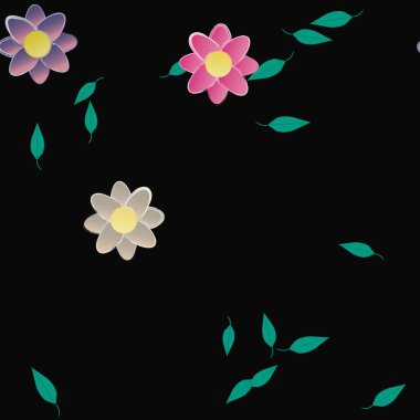 Çiçek yaprakları, çiçekler duvar kağıtları, vektör illüstrasyonları.