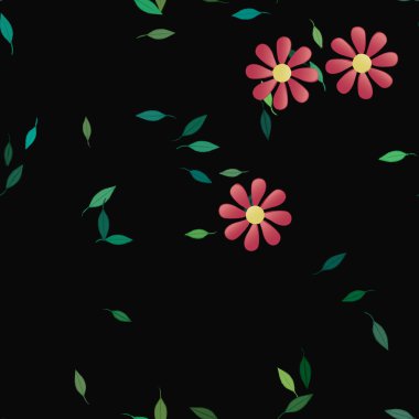 Çiçekler ve yapraklarla kusursuz bir desen.