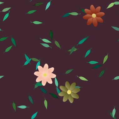 Çiçekler ve yapraklarla kusursuz bir desen.