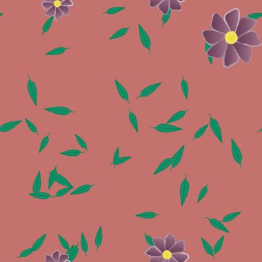 Bitki örtüsü arka planı, çiçek vektör illüstrasyonu