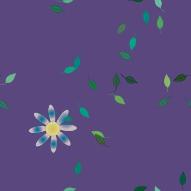 Botanik çiçek desenli arkaplan, çiçek vektörü çizimi