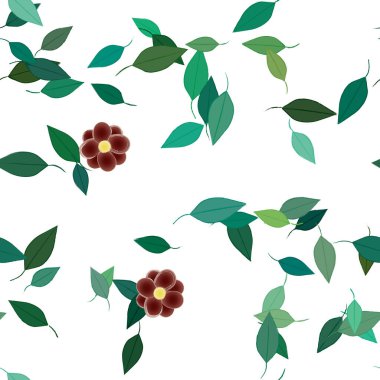 Botanik çiçek desenli arkaplan, çiçek vektörü çizimi