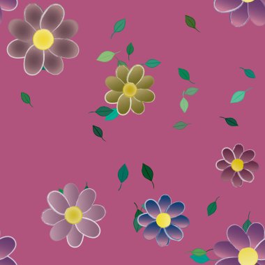 Çiçekler ve yapraklarla kusursuz bir desen.