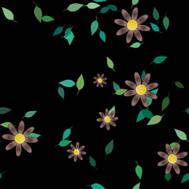 Çiçekler çiçek açar duvar kağıdı, vektör çizimi, güzel botanik arka plan